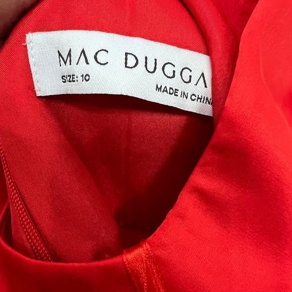 NEW $598 MAC DUGGAL 49520 RED KEYHOLE HALTER EMPIRE WAIST SATIN GOWN Size 10 - Picture 15 of 16